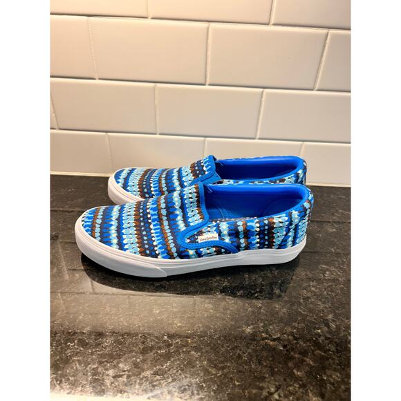 Vera Bradley Women's Canvas Patterned Slip-On Sneakers Casual Blue and Brown 10 - Picture 6 of 11